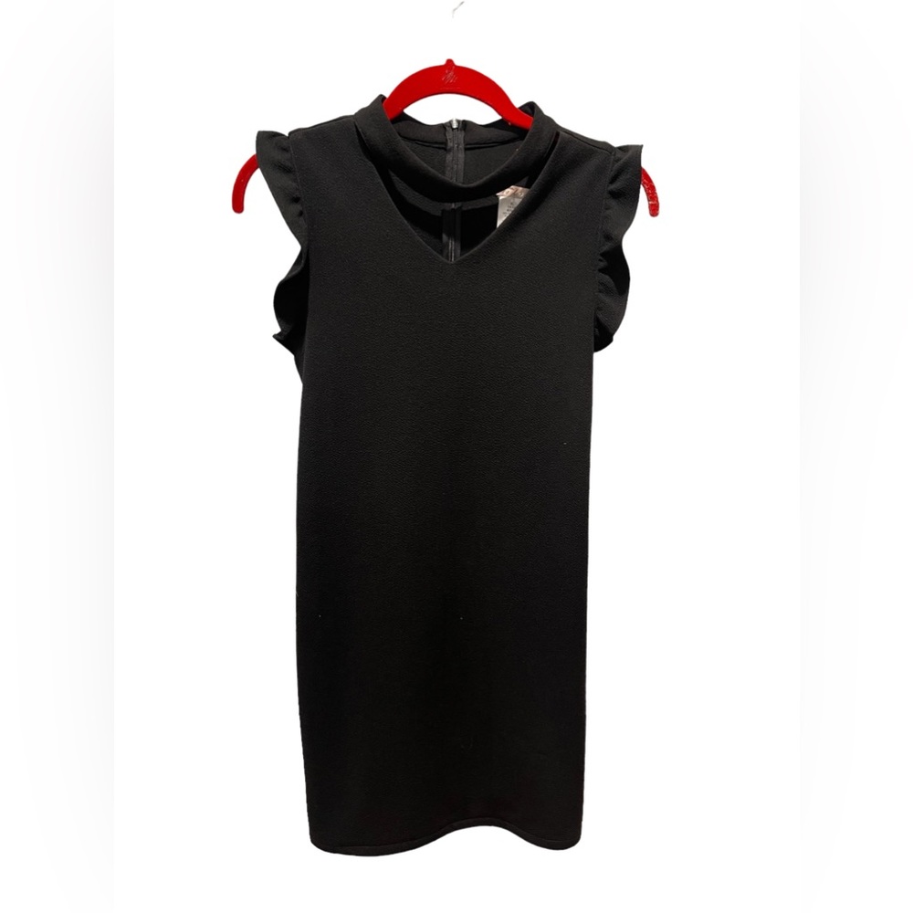 SALLY MILLER COUTURE Ruffle Shoulder Black Dress